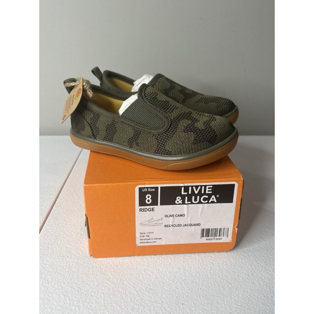 Livie‎ & Luca Toddler Kid Boy's Ridge Slip On Sneaker Olive Camo Size 8
